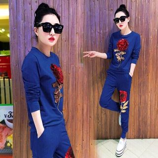 Sét bộ đồ thêu hoa hồng