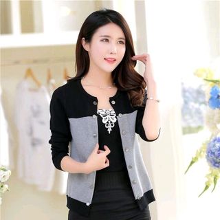 ÁO KHOÁC LEN PHỐI 2 MÀU DUYÊN DÁNG