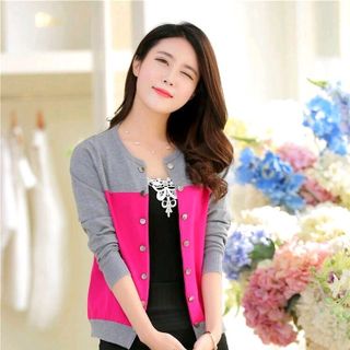 ÁO KHOÁC LEN PHỐI 2 MÀU DUYÊN DÁNG