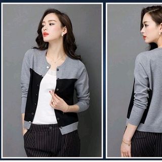 ÁO KHOÁC LEN PHỐI 2 MÀU DUYÊN DÁNG