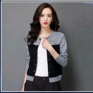 ÁO KHOÁC LEN PHỐI 2 MÀU DUYÊN DÁNG