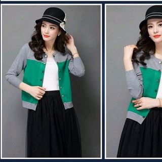 ÁO KHOÁC LEN PHỐI 2 MÀU DUYÊN DÁNG