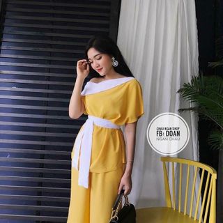 SET ÁO LỆCH VAI VÀ QUẦN ỐNG RỘNG