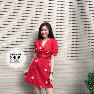 ĐẦM HOA CỔ V TAY PHỒNG