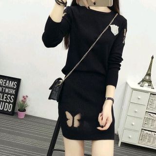 SÉT ĐẦM LEN THÊU BƯỚM