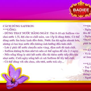 Nhụy Hoa Nghệ Tây Saffron Badiee từ Iran - loại Negin