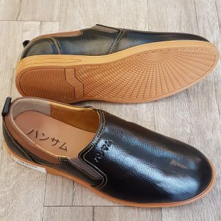 Giày lười nam Hansamu - NG đế thời trang viền gót nâu da trơn HSPMX01
