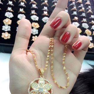 Dây chuyền xoắn mặt hoa mai full đá 025