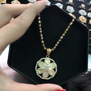 Dây chuyền xoắn mặt hoa mai full đá 025