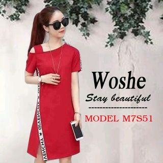 đầm suông lệch vai
