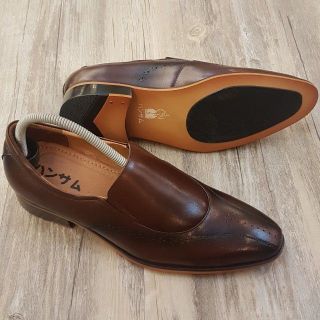 Giày lười nam Hansamu - AL da trơn viền cánh cung