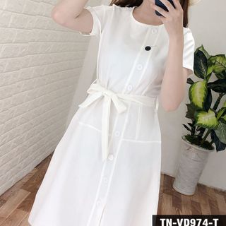 Đầm Phối Nút Màu 974