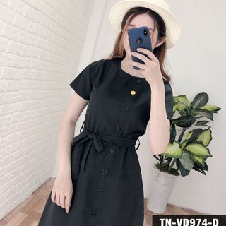 Đầm Phối Nút Màu 974