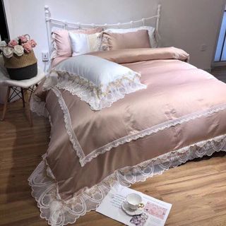 BỘ CHĂN GA LỤA PHỐI REN