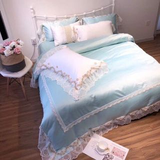 BỘ CHĂN GA LỤA PHỐI REN