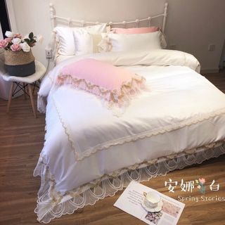 BỘ CHĂN GA LỤA PHỐI REN
