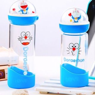 BÌNH NƯỚC THỦY TINH HÌNH THÚ 3D DORAEMON 420ML