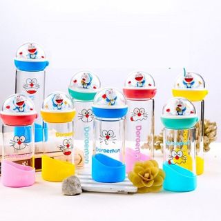 BÌNH NƯỚC THỦY TINH HÌNH THÚ 3D DORAEMON 420ML
