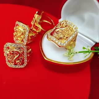 Nhẫn nam chạm rồng mạ vàng
