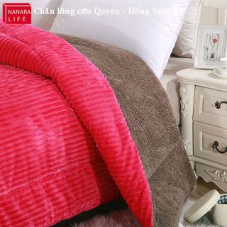 Chăn lông cừu Queen hồng saphia nhâp khẩu từ công ty Nanara life của Nhật bản giá sỉ