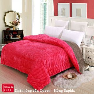 Chăn lông cừu Queen hồng saphia nhâp khẩu từ công ty Nanara life của Nhật bản