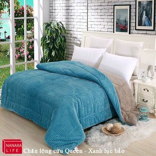 Chăn lông cừu Queen xanh lục bảo Nanara life Nhật Bản