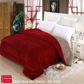 Chăn lông cừu Queen đỏ ruby trực tiếp từ công ty Nanara life của Nhật Bản