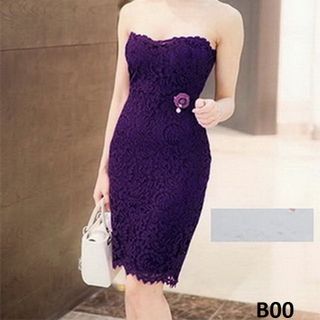 ĐẦM REN CÚP NGỰC ĐÍNH HOA HỒNG EO MS 2002