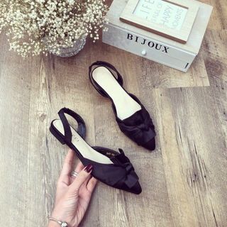 giày xanh đan bích mũi nơ