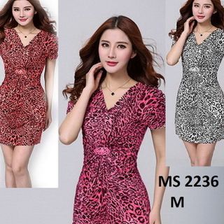 ĐẦM DA BEO DÚN TAY DÚN EO MS 2036