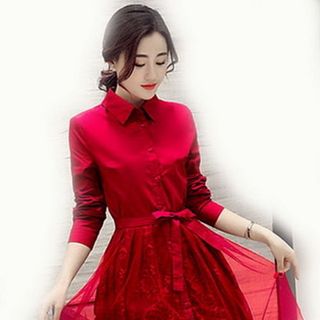 ĐẦM XÒE CỔ SƠ MI TAY DÀI MS 2037