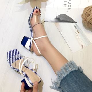 Giày quai trong - gót phối hai màu