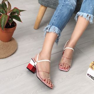 Giày quai trong - gót phối hai màu