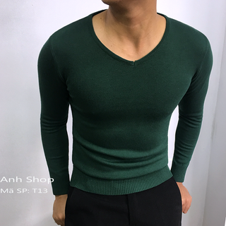 Áo len cổ tim