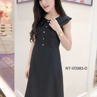 Đầm Cổ Bèo Phối Nút 983