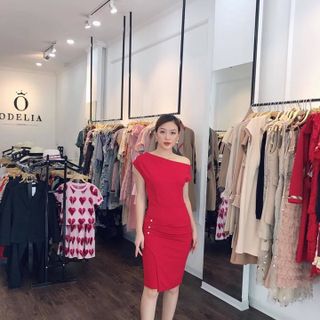 ĐẦM BODY LỆCH VAI PHỐI NÚT