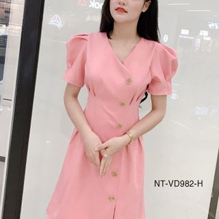 Đầm Cổ V Phối Nút 982