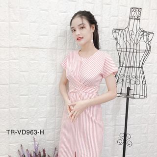 Đầm Sọc Xoắn Eo 963