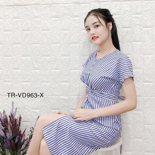 Đầm Sọc Xoắn Eo 963