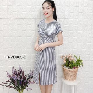 Đầm Sọc Xoắn Eo 963