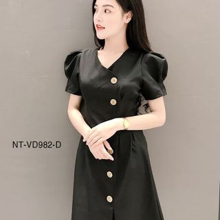Đầm Cổ V Phối Nút 982