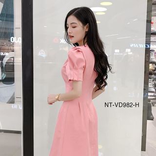 Đầm Cổ V Phối Nút 982
