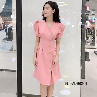 Đầm Cổ V Phối Nút 982