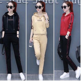 sét bộ thể thao fashion thêu phối nhung giá sỉ