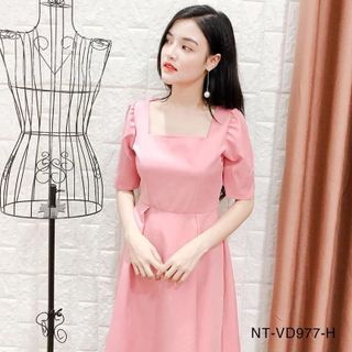 Đầm Cổ Vuông tay Phồng 977