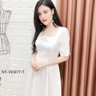 Đầm Cổ Vuông tay Phồng 977