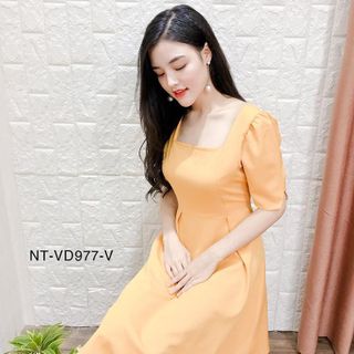 Đầm Cổ Vuông tay Phồng 977