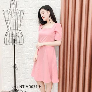 Đầm Cổ Vuông tay Phồng 977