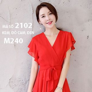 ĐẦM XÒE DÚN TAY VÀ LAI EO THẮT NƠ MS 2102