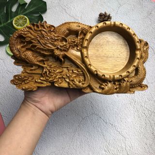 GẠT TÀN CHẠM RỒNG GỖ GỤ